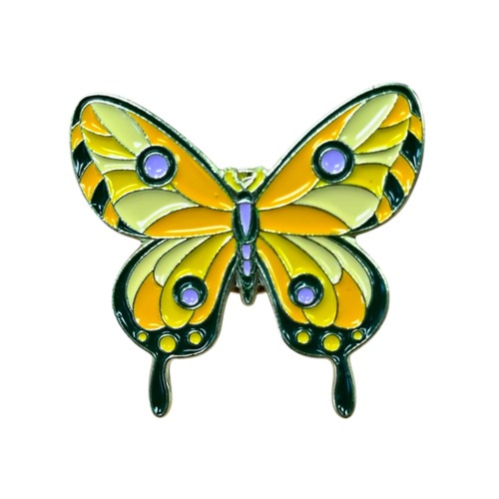 Butterfly w/ Yellow, Black, and Purple Accents Enamel Pin